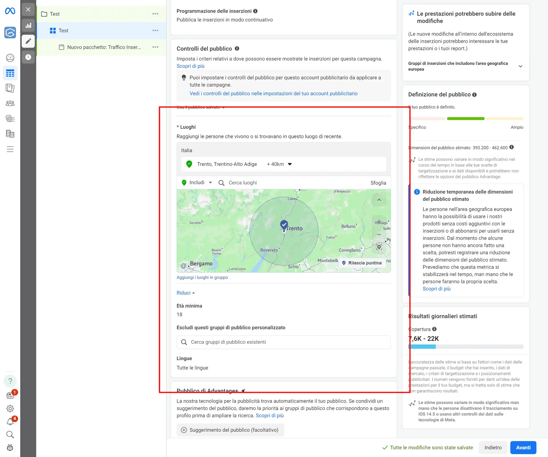 Scelta del Targeting del pubblico