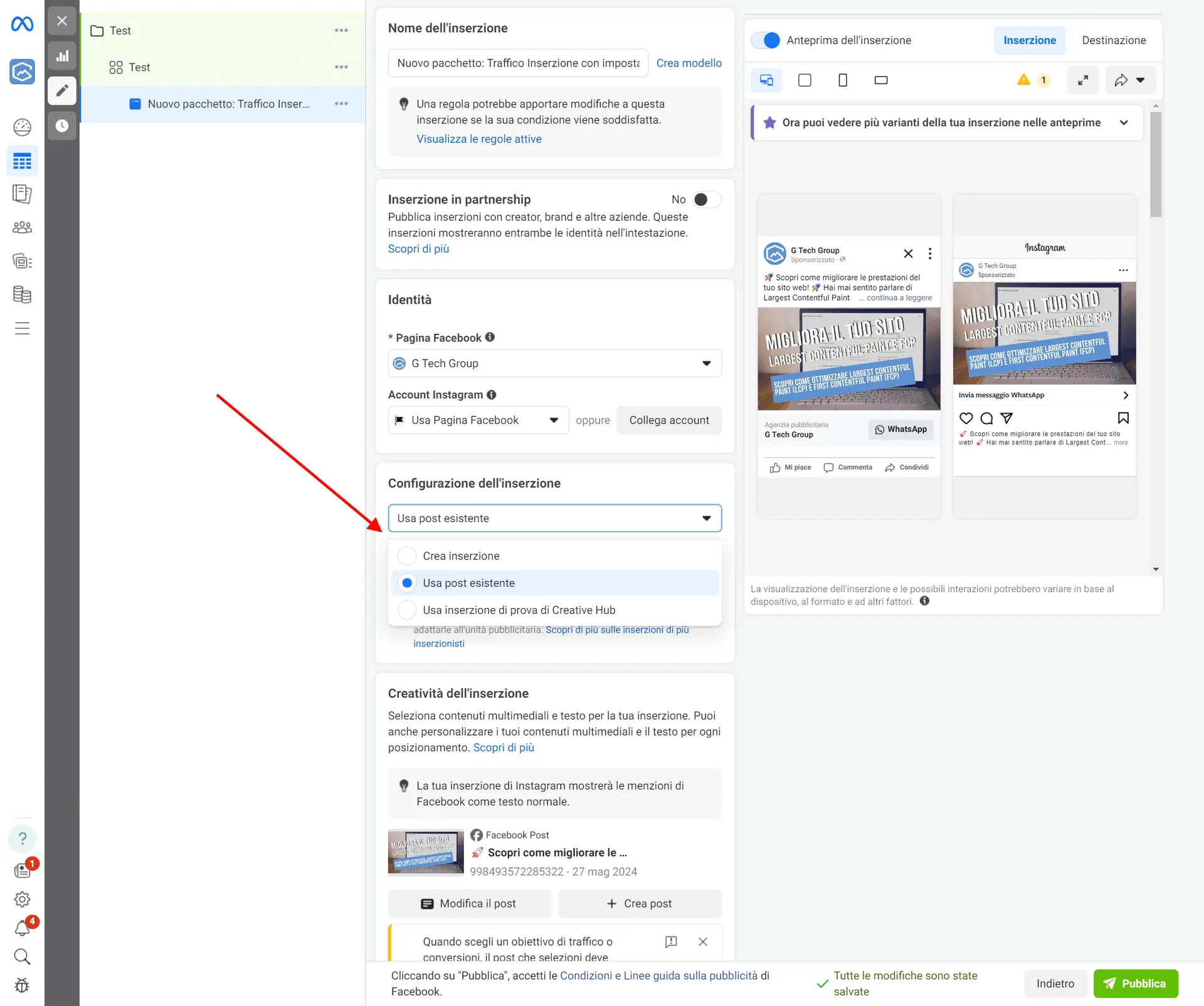Scelta del formato dell'annuncio su Meta ADS